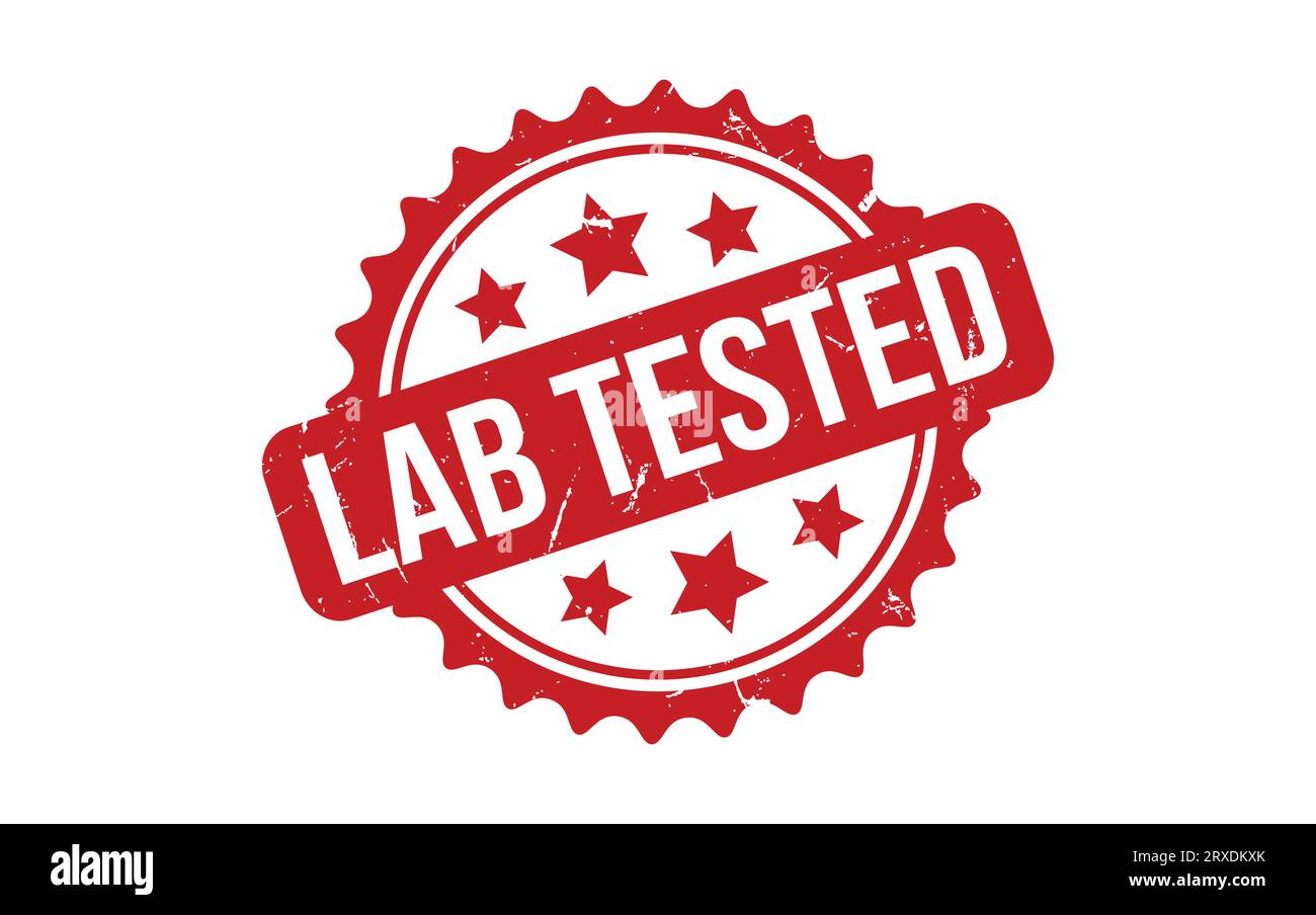 Lab Tested rubber grunge stamp seal vector Stock Vector