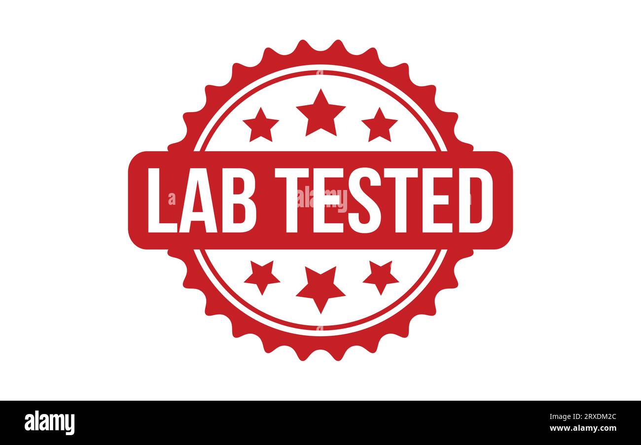 Lab Tested rubber grunge stamp seal vector Stock Vector