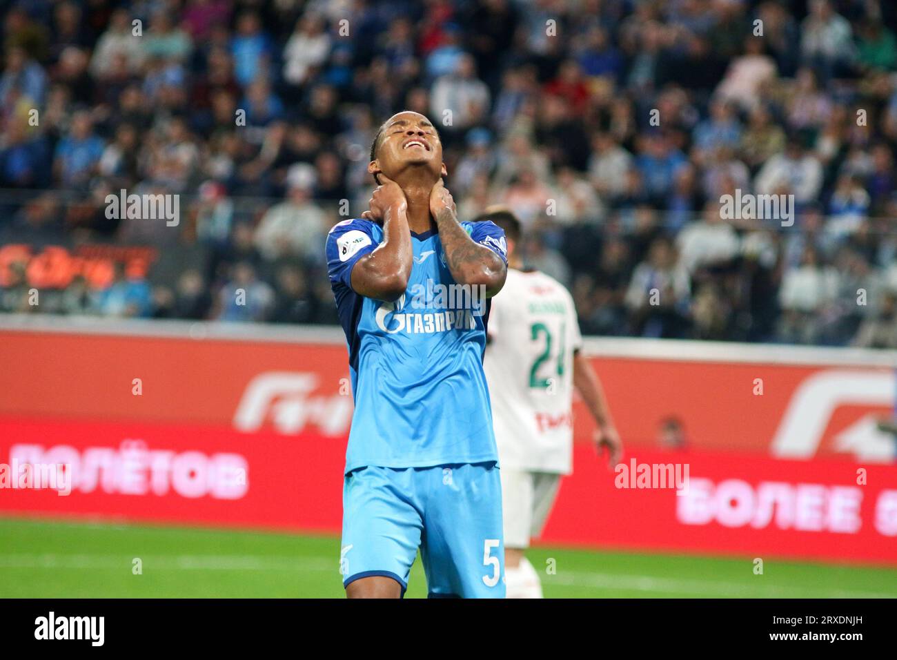Saint Petersburg, Russia. 24th Sep, 2023. Wilmar Enrique Barrios Teran, known as Wilmar Barrios (5) of Zenit seen during the Russian Premier League football match between Zenit Saint Petersburg and Lokomotiv Moscow at Gazprom Arena. Final score; Zenit 1:2 Lokomotiv Moscow. Credit: SOPA Images Limited/Alamy Live News Stock Photo