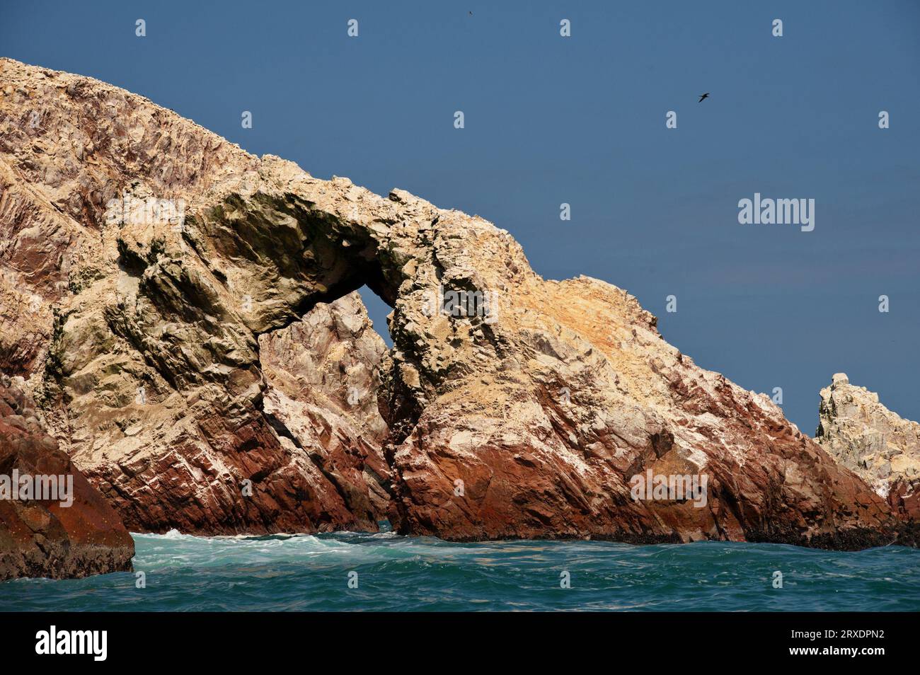 Beautiful rocks on Ballestas island in Peru Stock Photo