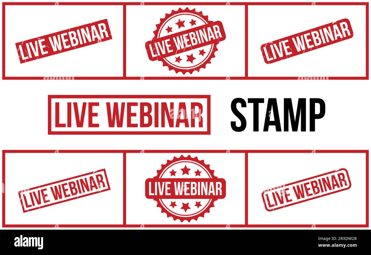 Live Webinar Rubber Stamp Set Vector Stock Vector