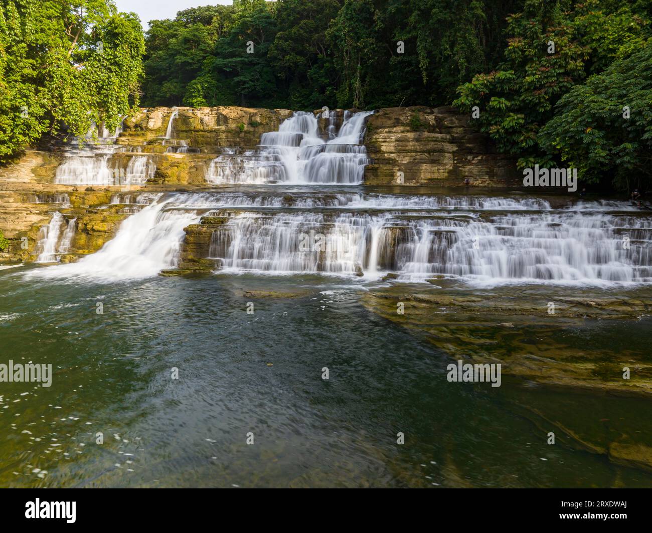 Beautiful water stream of Tinuy-an Falls in Bislig, Surigao del Sur. Philippines. Stock Photo