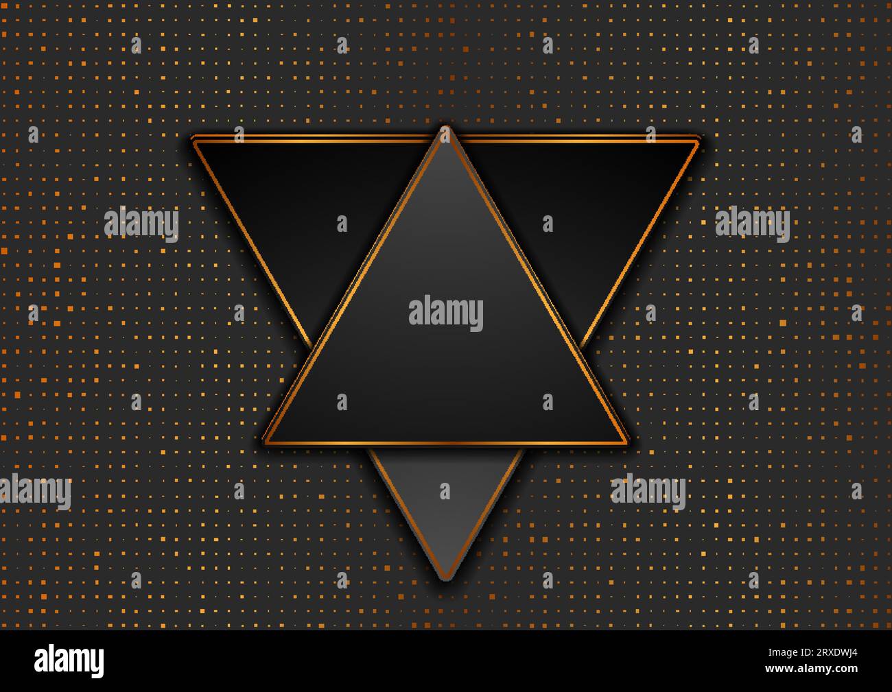 Black and golden triangles with glitter dots abstract background ...