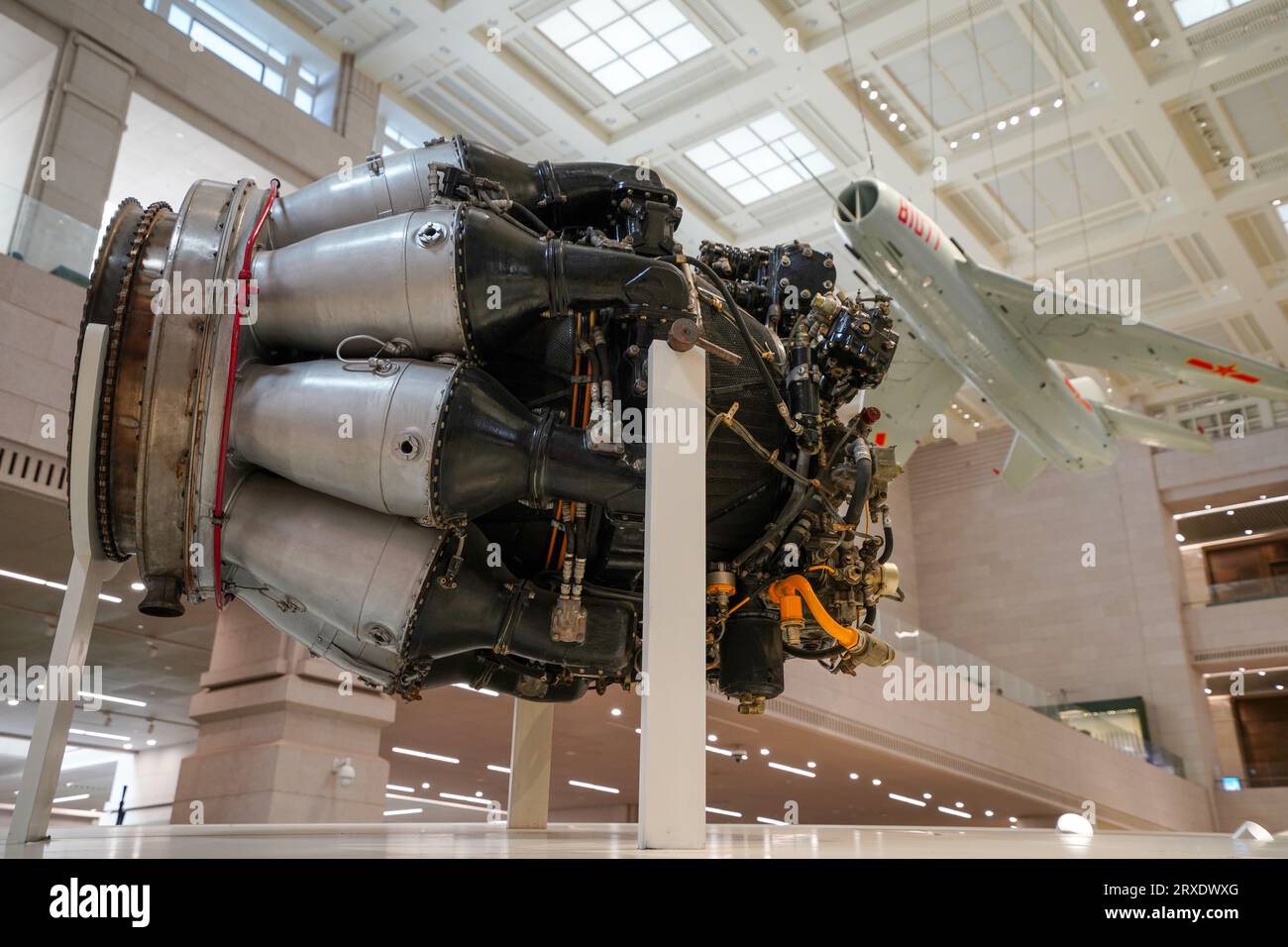 Beijing China, January 24, 2023: Soviet made MiG-15bis fighter engine ...