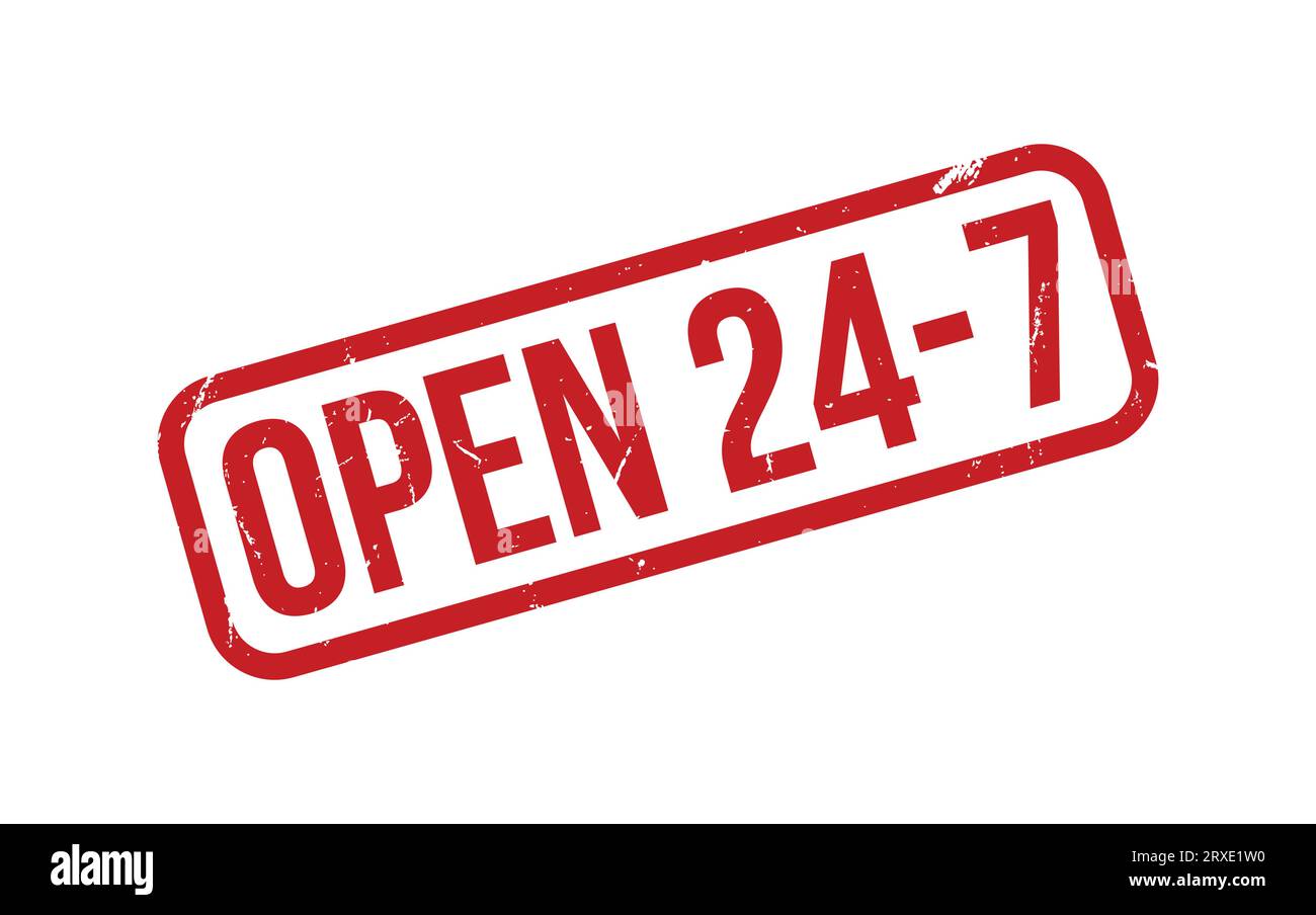 Red Open 24 7 Rubber Stamp Seal Vector Stock Vector Image & Art Alamy