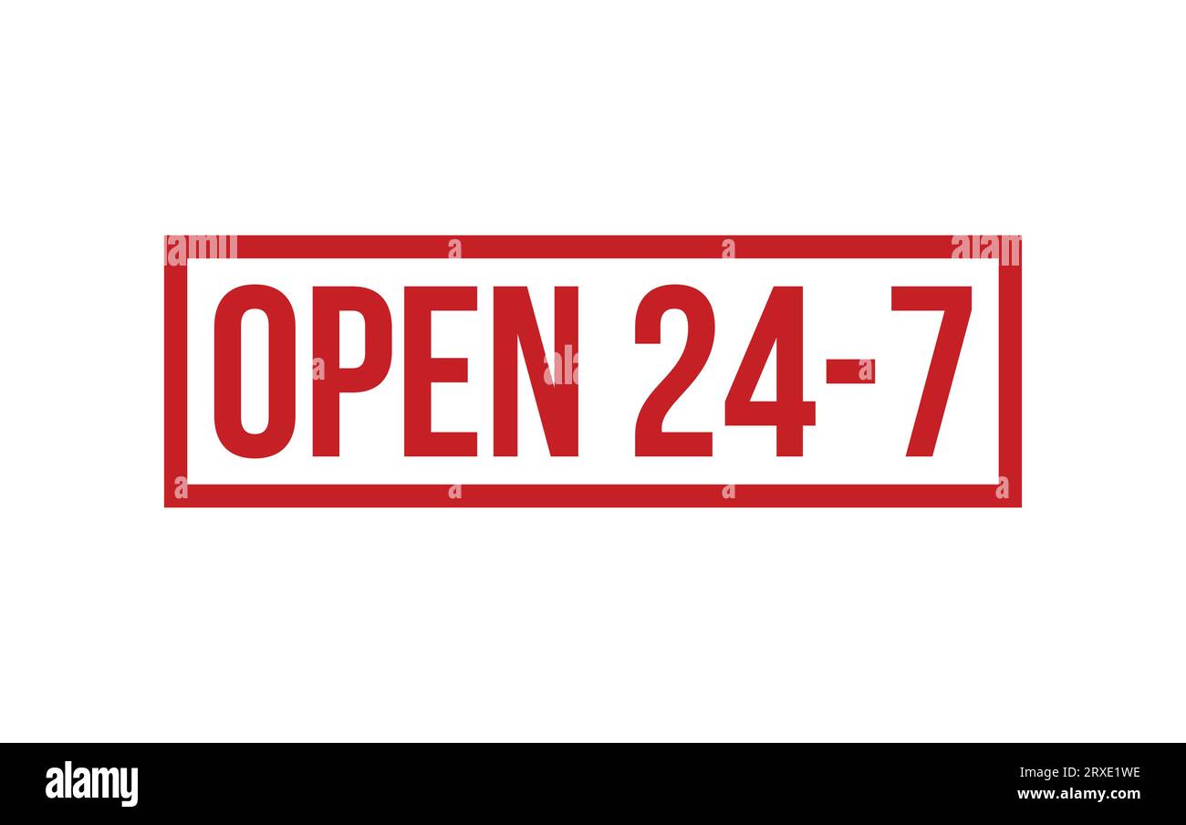 Red Open 24 7 Rubber Stamp Seal Vector Stock Vector Image & Art Alamy