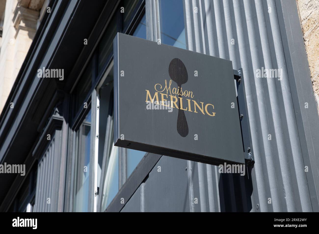 Bordeaux , France - 09 12 2023 : Maison Merling Cafes logo brand and text sign on facade wall shop french Traditional coffee roaster store Stock Photo
