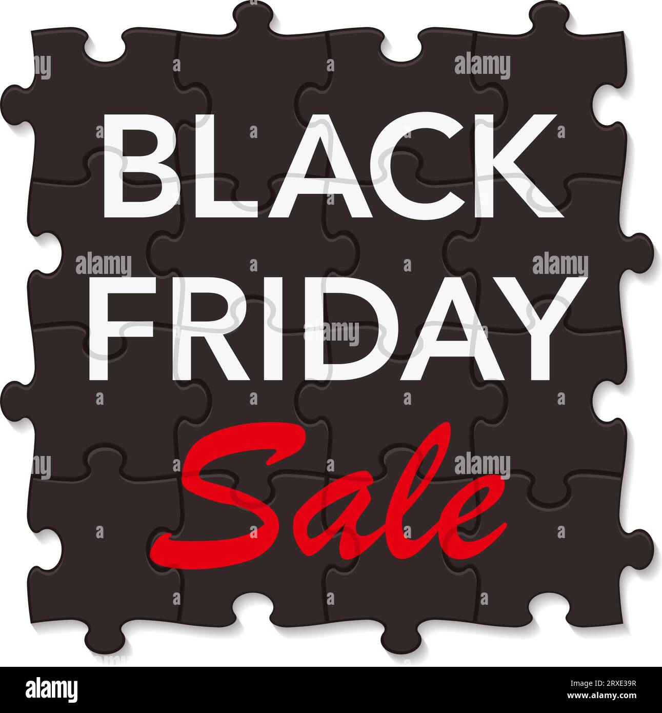 Black Friday Jig-Saw Puzzle Title. Vector Illustration Isolated On A White Background. Stock Vector