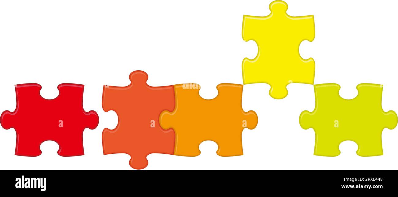Vector Colorful Jigsaw Puzzle Pieces Illustration Isolated On A White ...