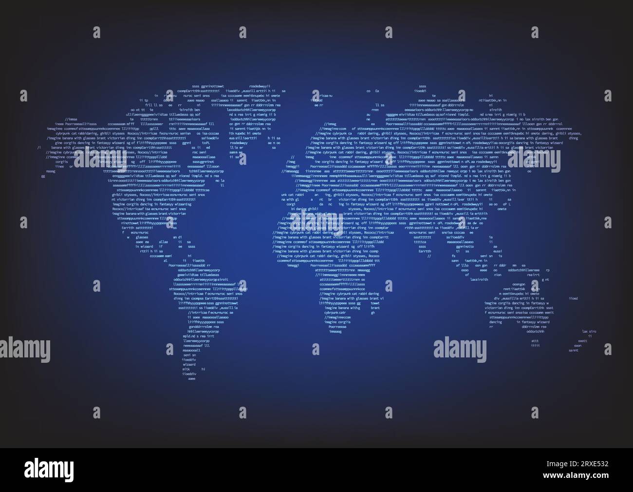 Artificial intelligence Prompt Typography With Wolrd Map Background. Vector illustration Stock Vector