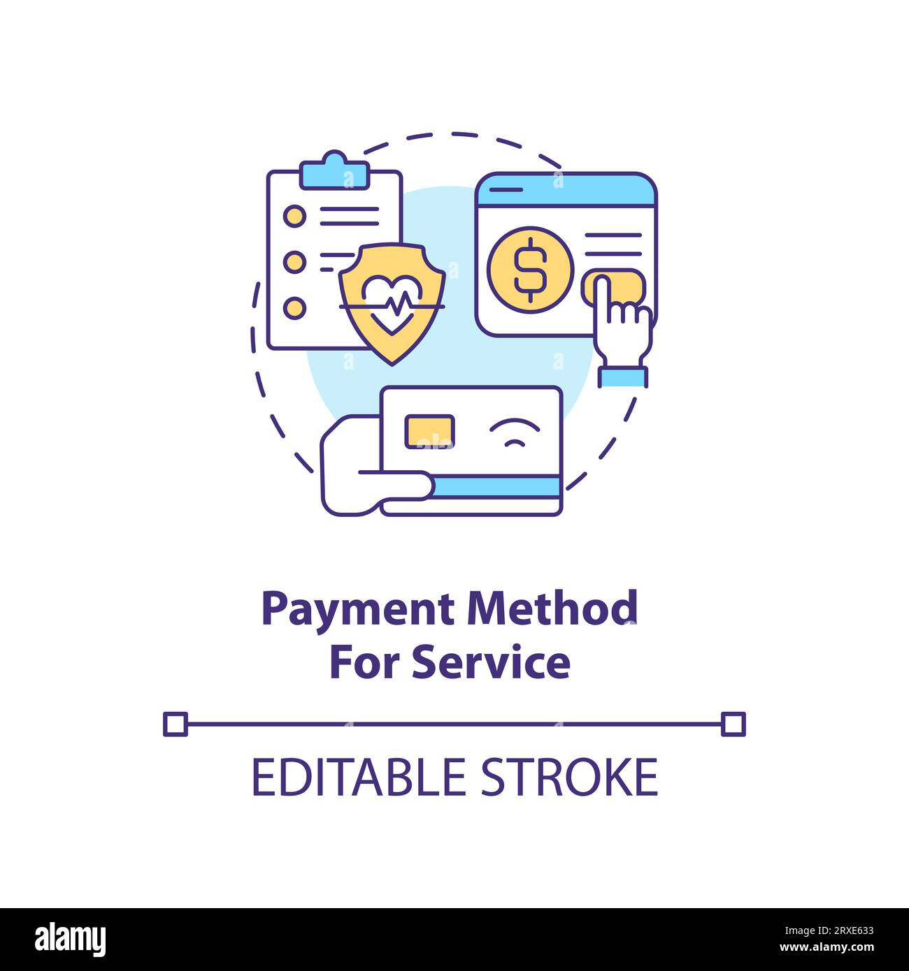 2D payment method for service linear icon concept Stock Vector