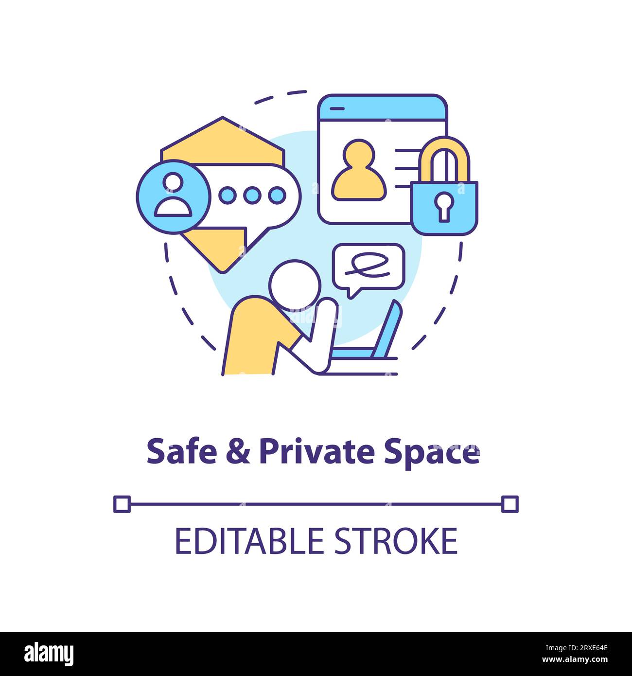 2D safe and private space linear icon concept Stock Vector