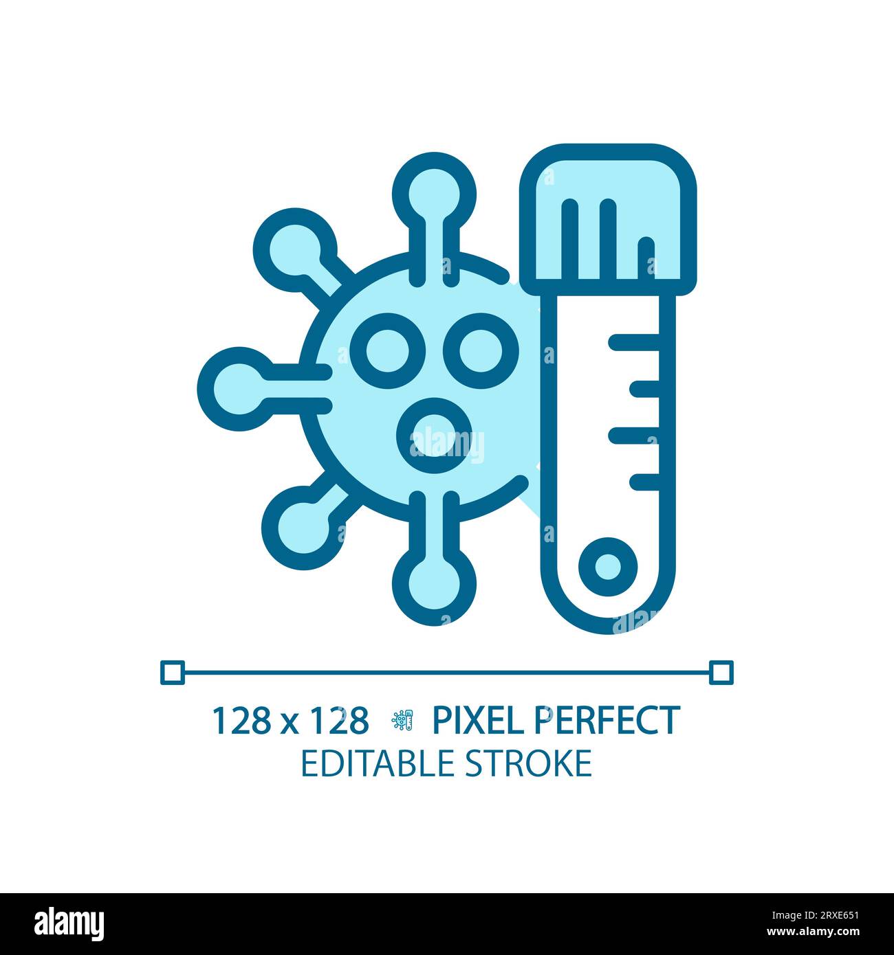 2D customizable thin line blue virus with tube icon Stock Vector
