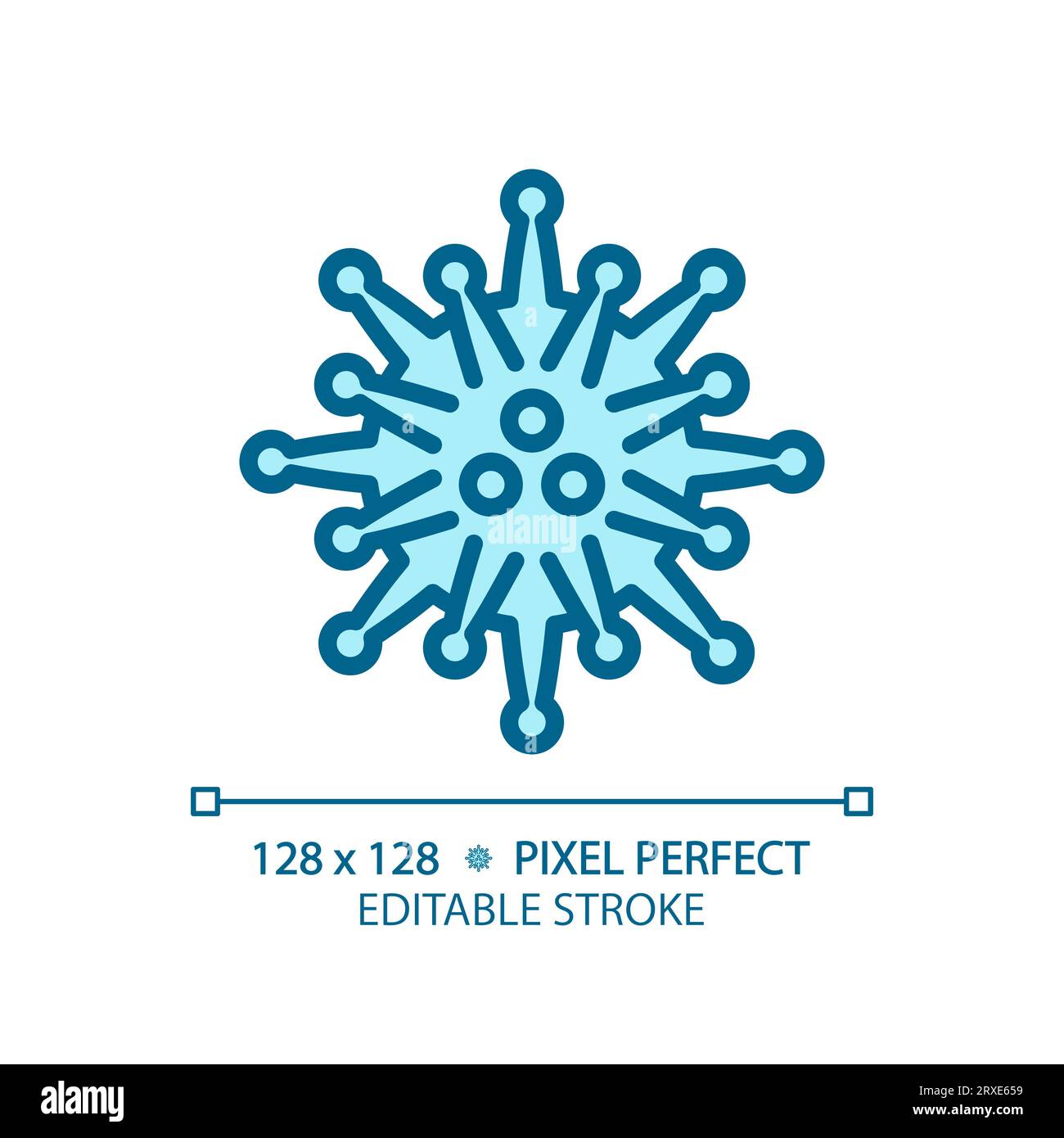 2D customizable thin line blue influenza virus icon Stock Vector