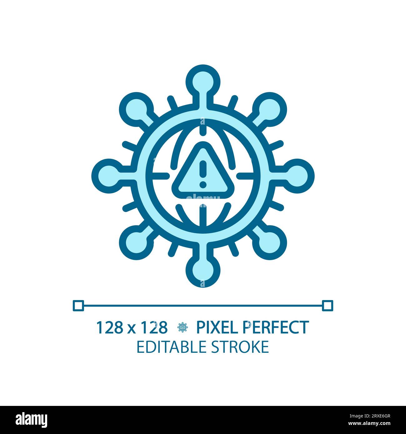 2D thin line blue bacteria icon Stock Vector
