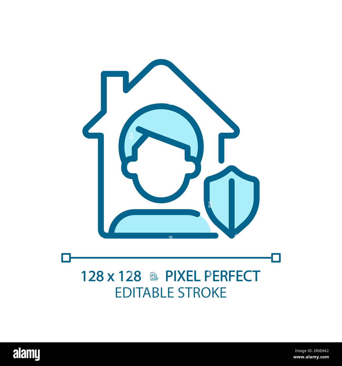 2D customizable thin line blue home quarantine icon Stock Vector