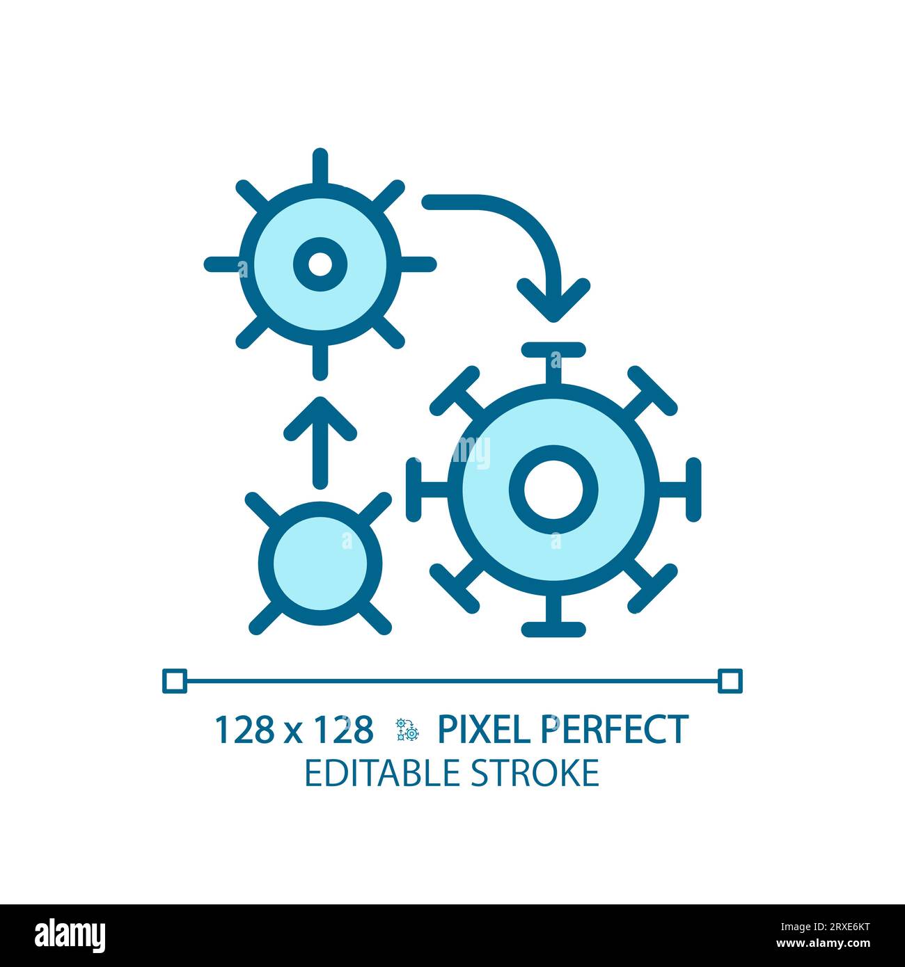 2D customizable thin line blue bacteria growth icon Stock Vector