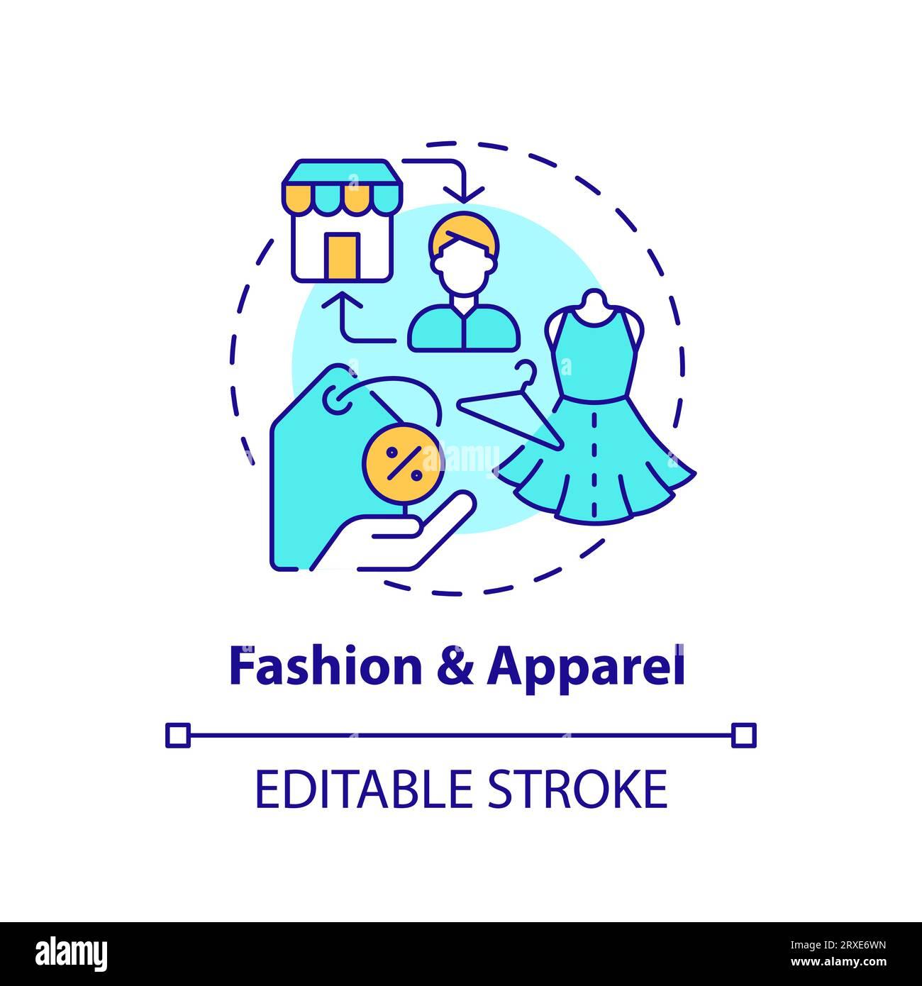 2D customizable thin linear fashion and apparel icon concept Stock ...