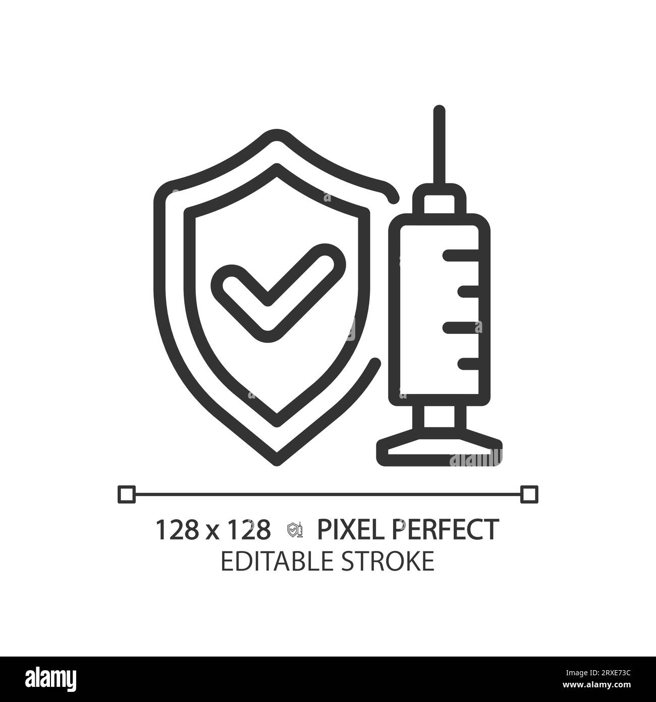 2D customizable thin line black vaccine icon Stock Vector
