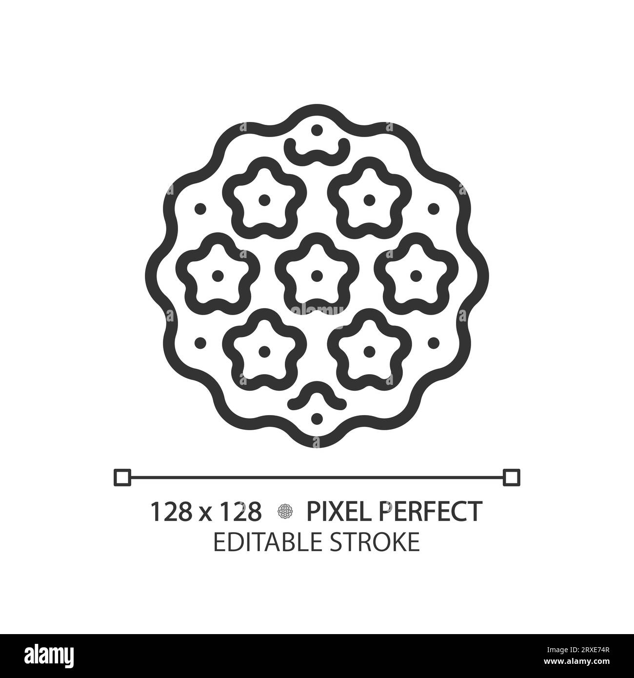 2D customizable thin line black bacteria icon Stock Vector
