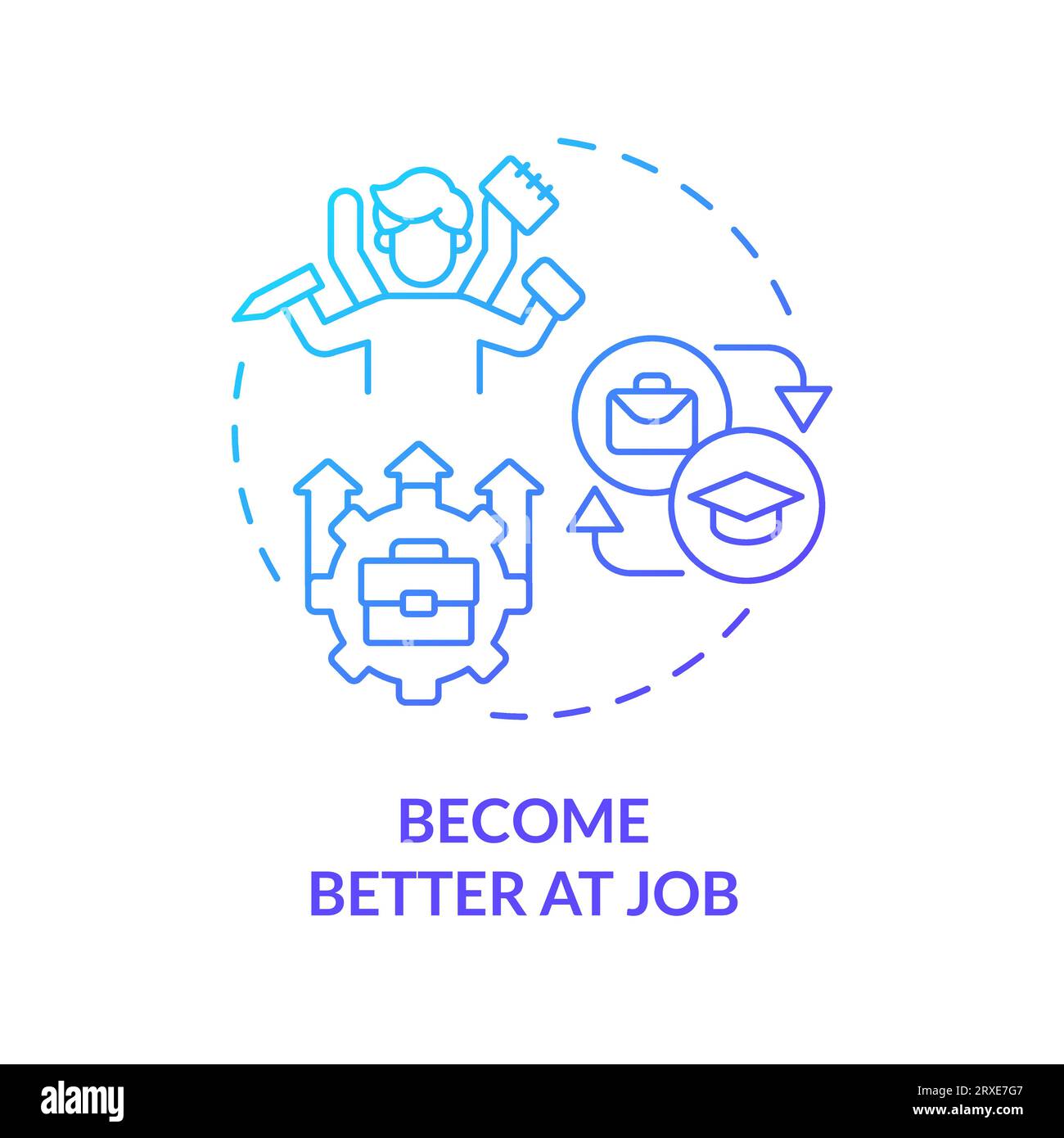 2D gradient thin linear icon become better at job concept Stock Vector ...