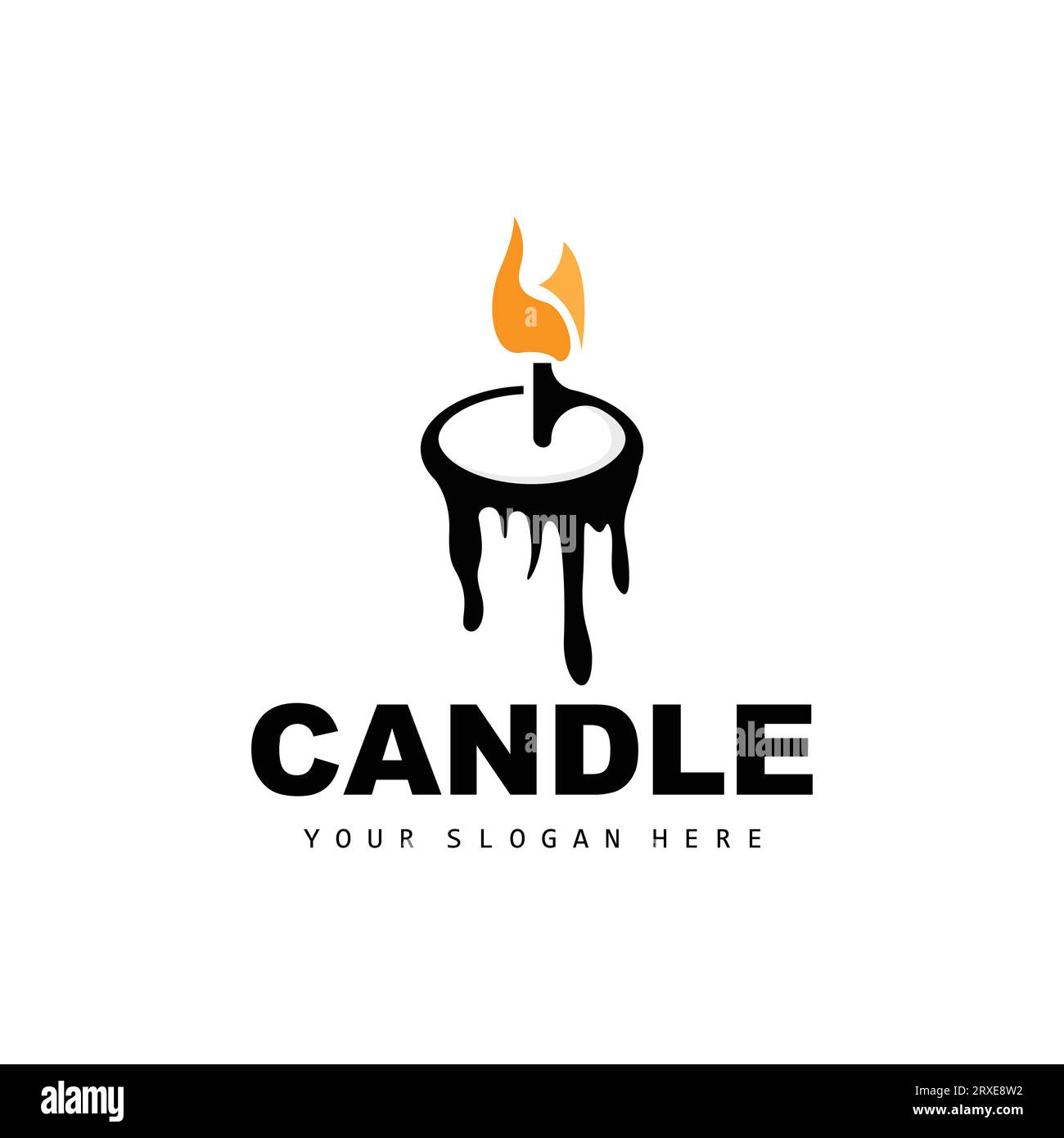 Candle Logo, Elegant Romantic Candle Light Dinner Flame Light Design
