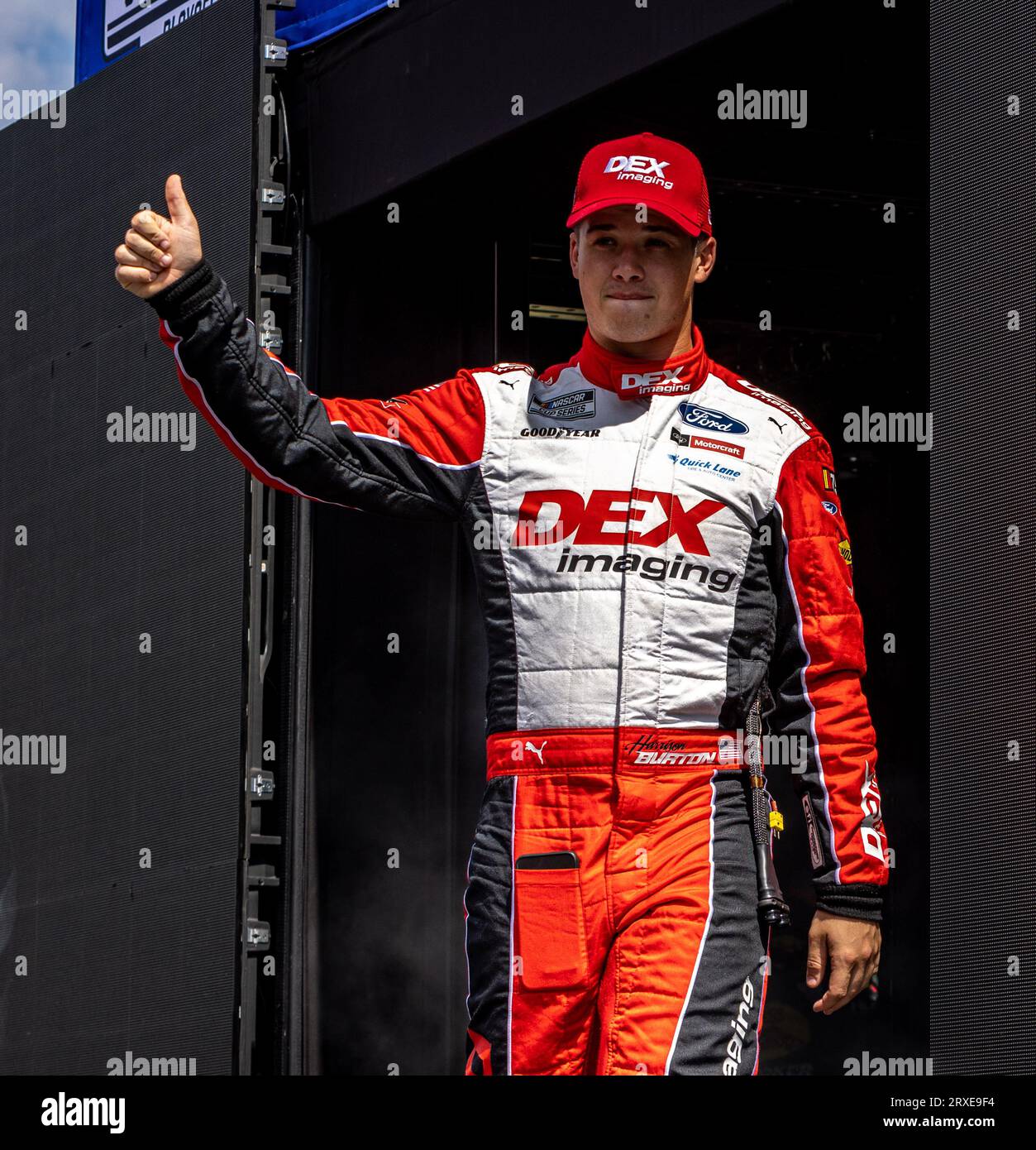 Fort Worth, Texas - September 24rd, 2023: Harrison Burton, driver of the #21 DEX Imaging Ford, competing in the NASCAR Autotrader EchoPark Automotive 400 at Texas Motor Speedway. Credit: Nick Paruch/Alamy Live News Stock Photo