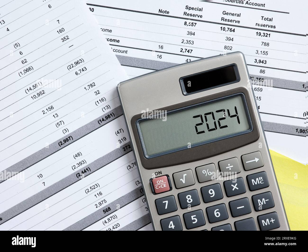 Year 2024 financial planning concept. The year 2024 on a calculator. Stock Photo