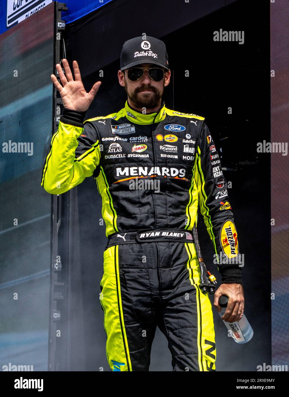 Fort Worth, Texas - September 24rd, 2023: Ryan Blaney, driver of the #12 Menards Ford, competing in the NASCAR Autotrader EchoPark Automotive 400 at Texas Motor Speedway. Credit: Nick Paruch/Alamy Live News Stock Photo