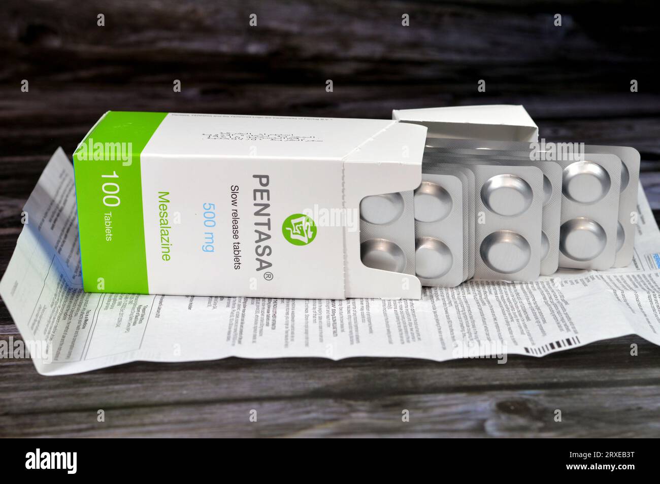 Cairo, Egypt, September 4 2023 Pentasa 500mg slow release tablets