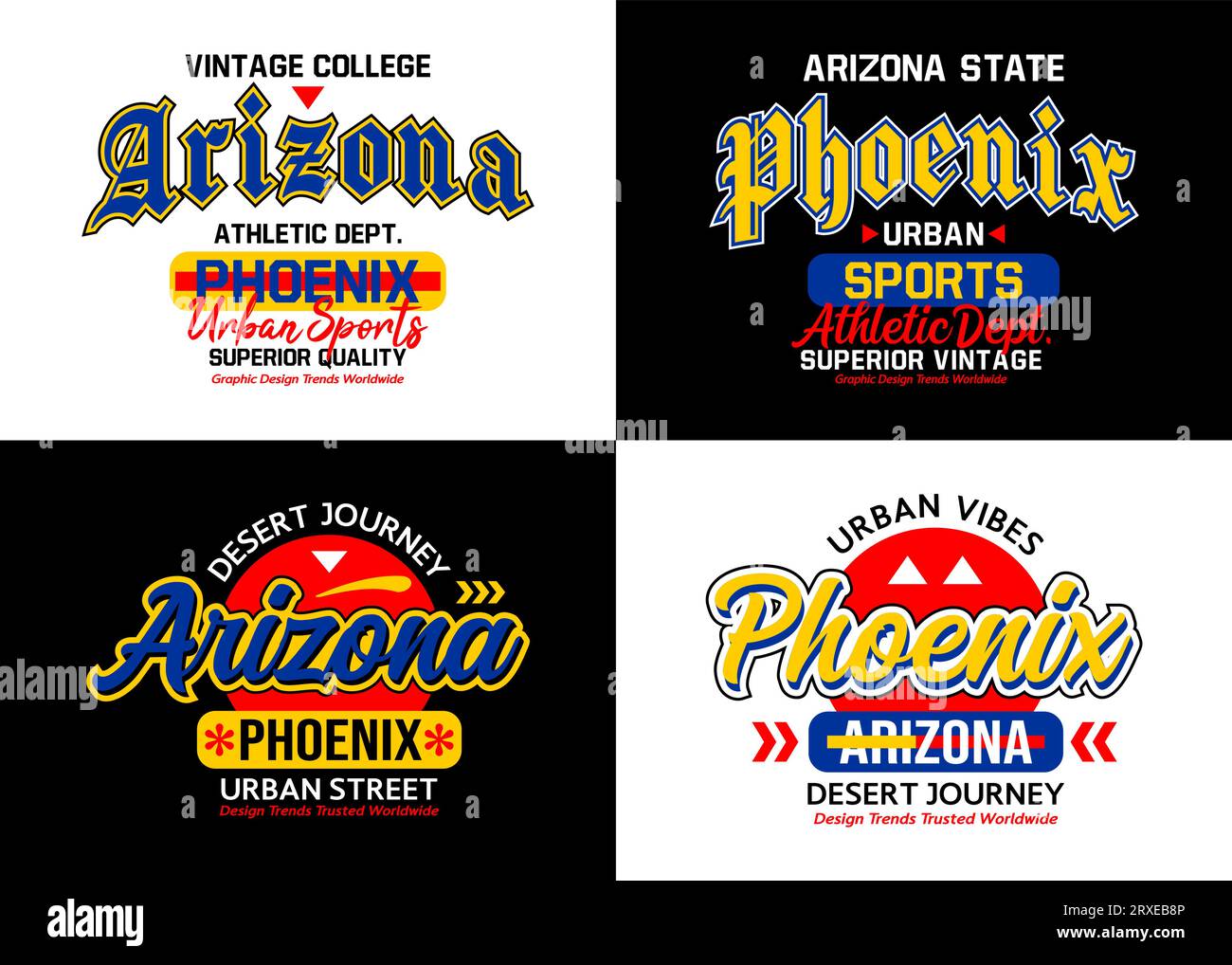Set Phoenix Arizona city calligraphy typeface collection, typography