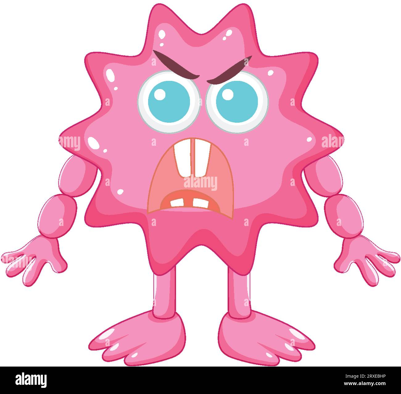 A vibrant and playful spiky pink alien monster illustration Stock