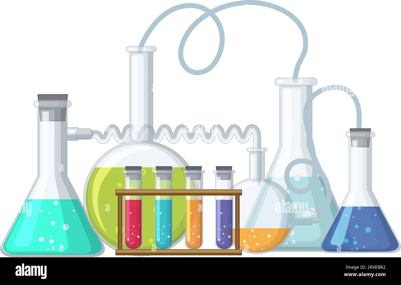 Vector cartoon illustration of science experiment lab tools Stock ...