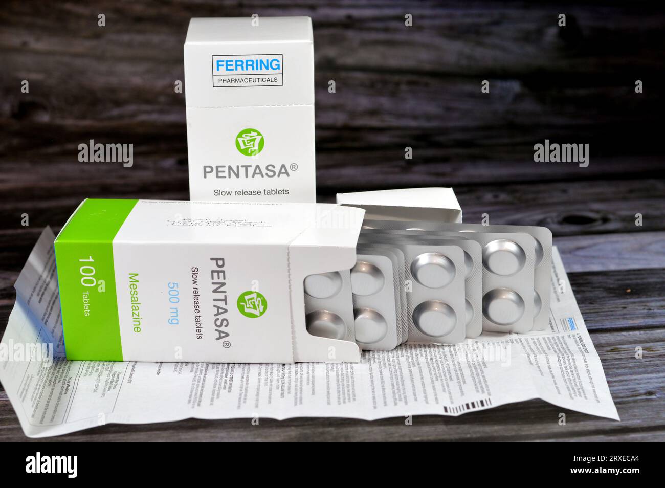 Cairo, Egypt, September 4 2023 Pentasa 500mg slow release tablets