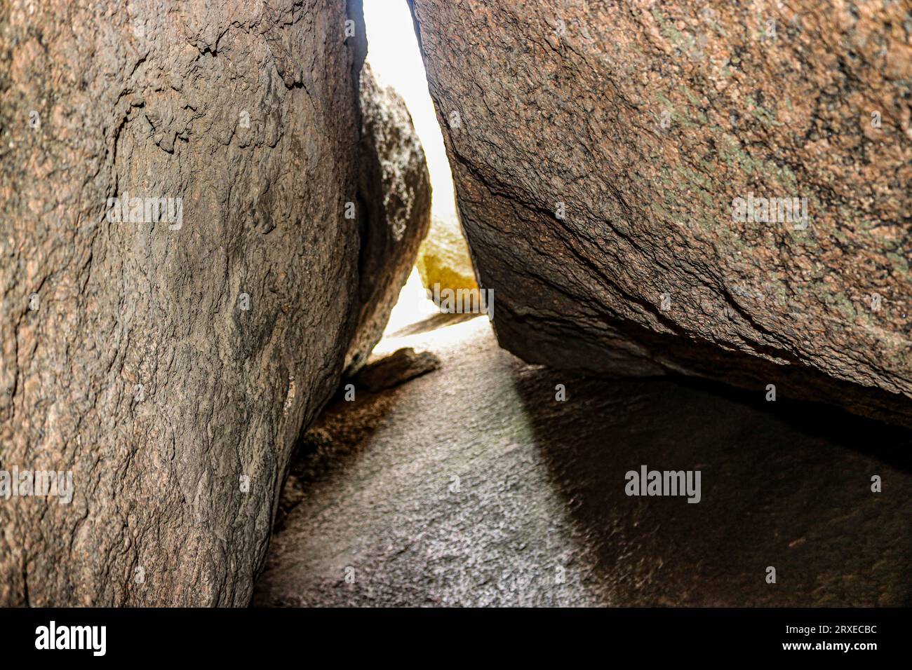 Granite geological stone and rock formations in the Texas Hill Country, Enchanted Rock State Park, Texas Stock Photo