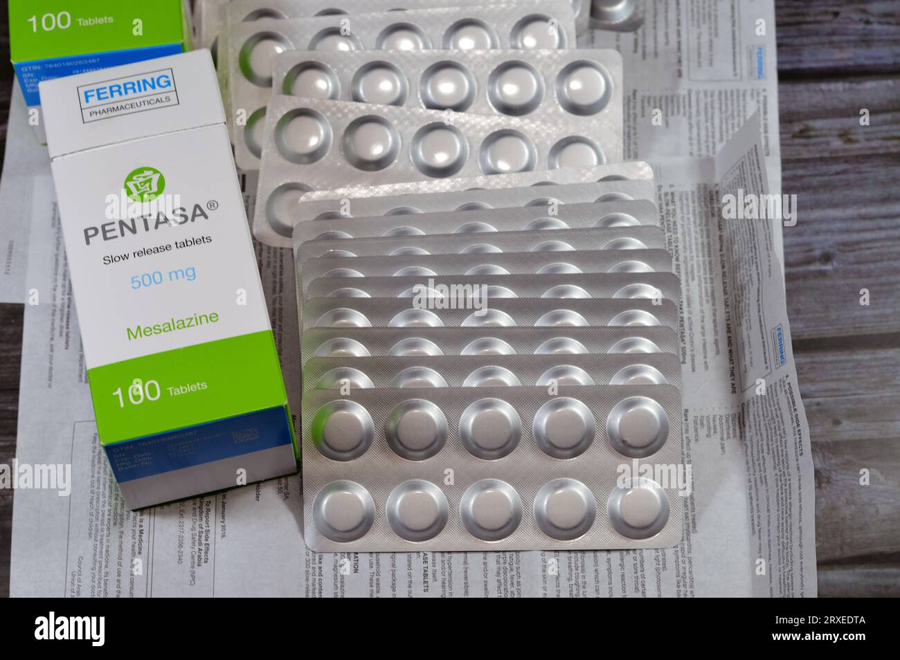 Cairo, Egypt, September 4 2023 Pentasa 500mg slow release tablets