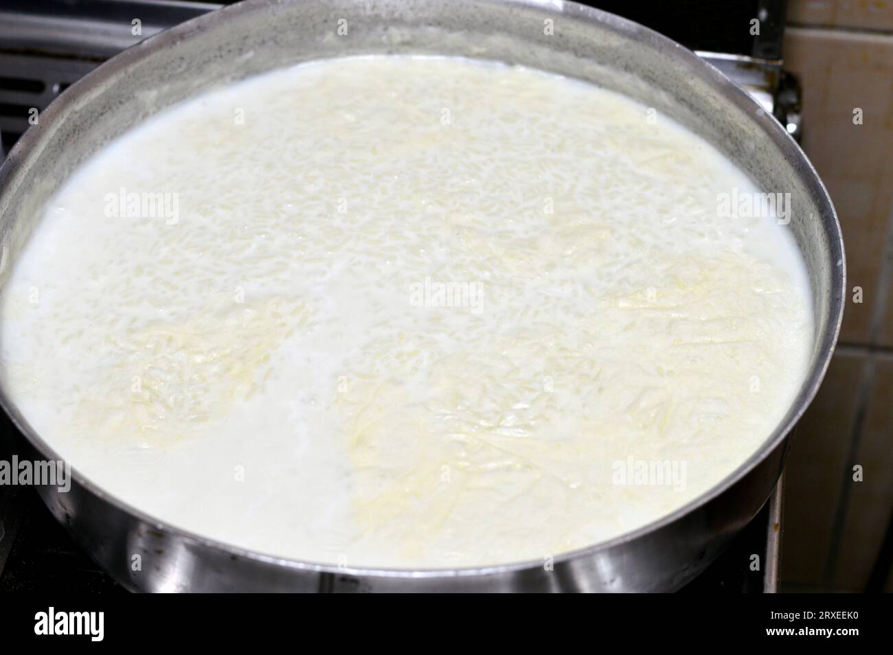 Egyptian baked rice or Roz muammar's combination of rice, fresh cream, milk, ghee or butter, a very popular Egyptian dish, a simple, sumptuous Egyptia Stock Photo