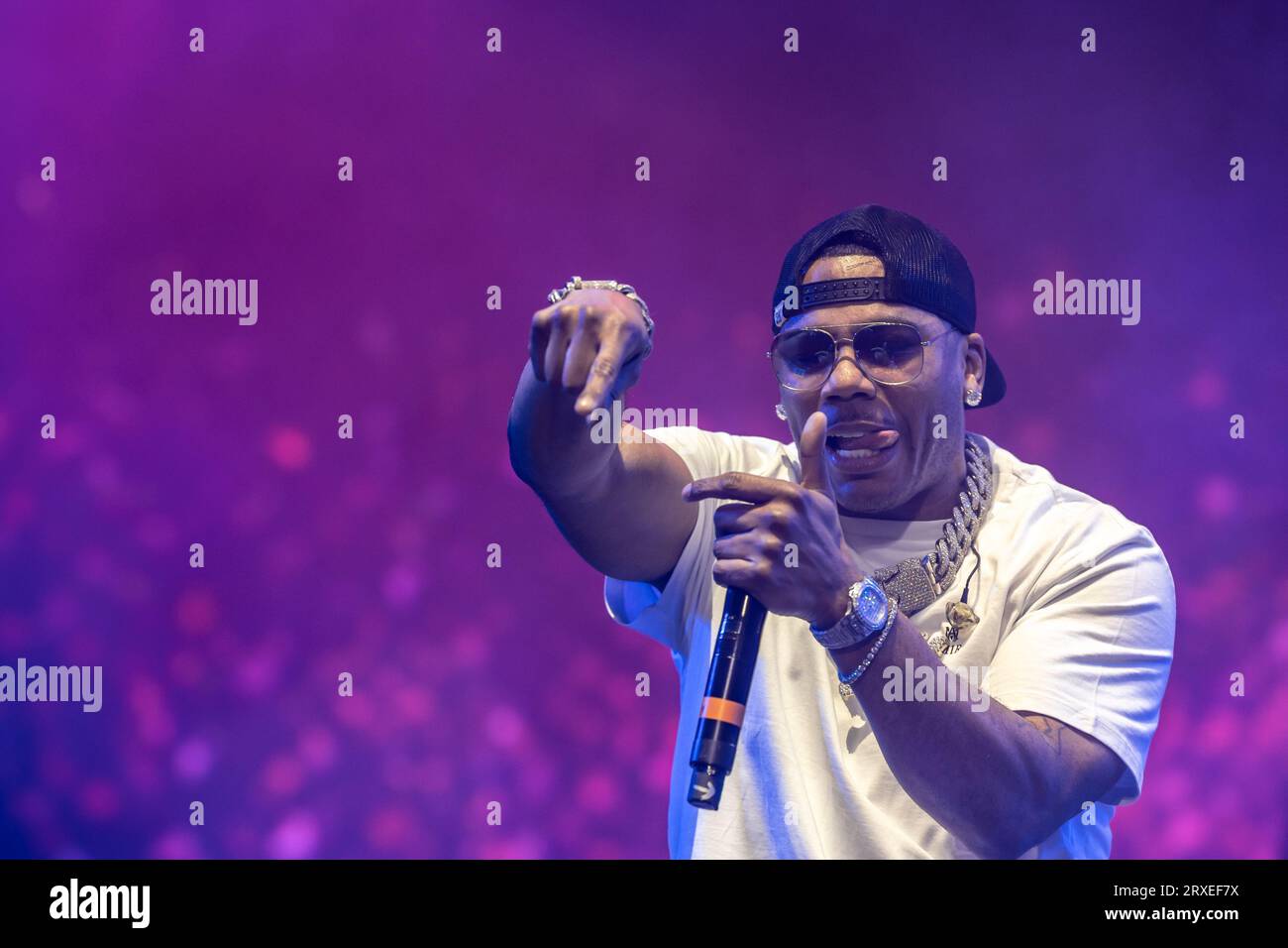 Las Vegas, USA. 24th Sep, 2023. Nelly performs on the Downtown Stage