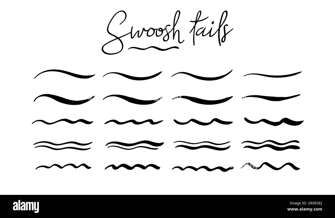 Swoosh and swash typography tails shape underline Vector Image