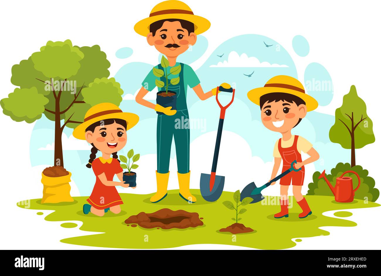 Planting Plants Vector Illustration with People Enjoy Gardening, Plant,  Watering or Digging in the Garden in Flat Kids Cartoon Background Design  Stock Vector Image \u0026 Art - Alamy, image size:1300x942