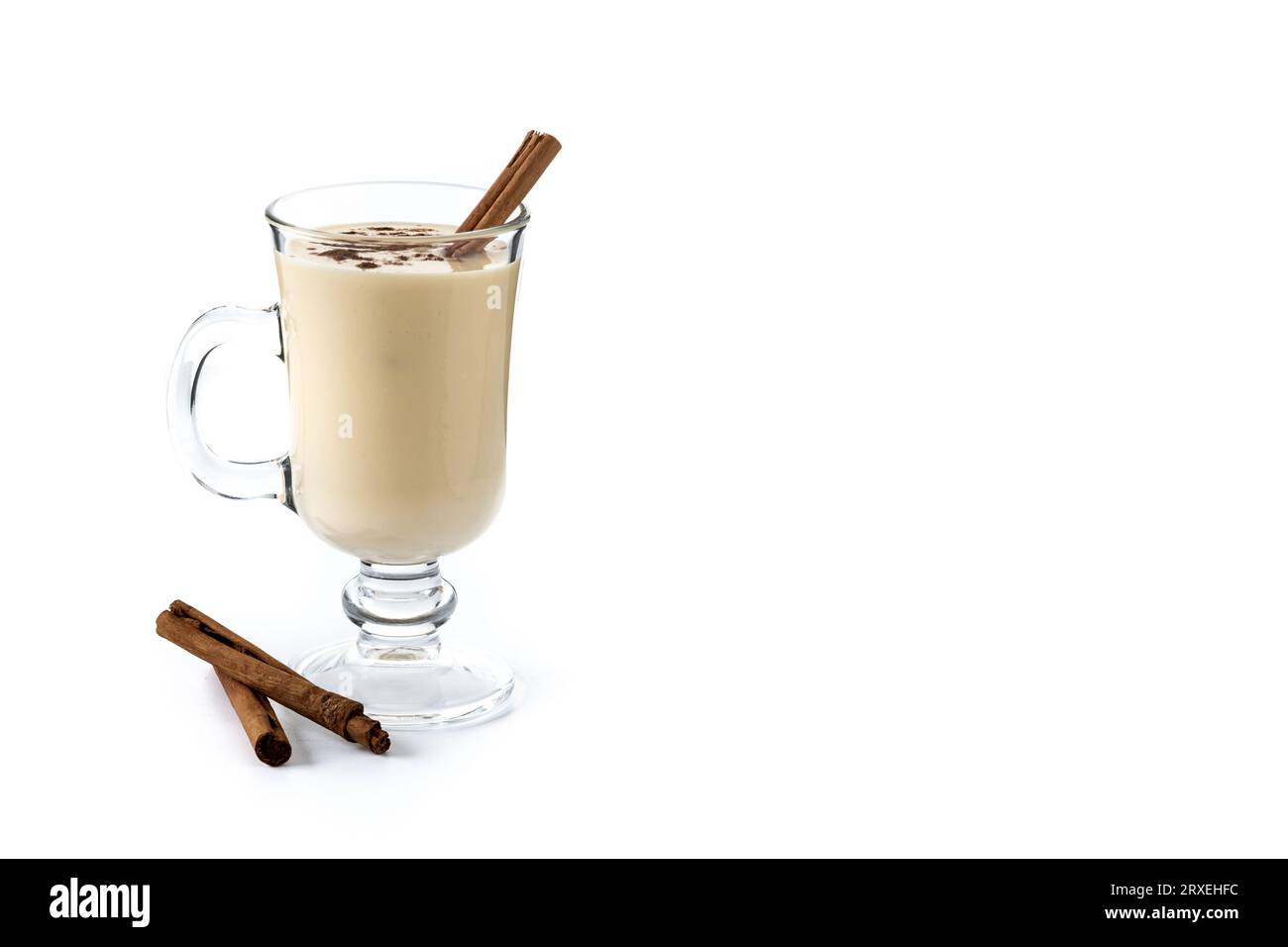 Homemade eggnog with cinnamon isolated on white background Stock Photo ...