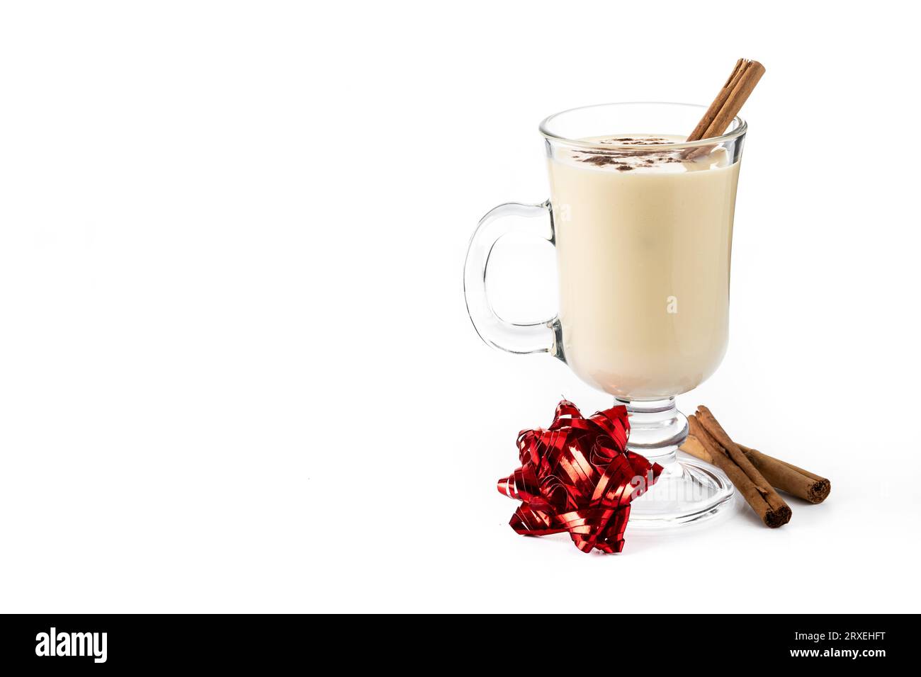 Homemade eggnog with cinnamon isolated on white background Stock Photo ...