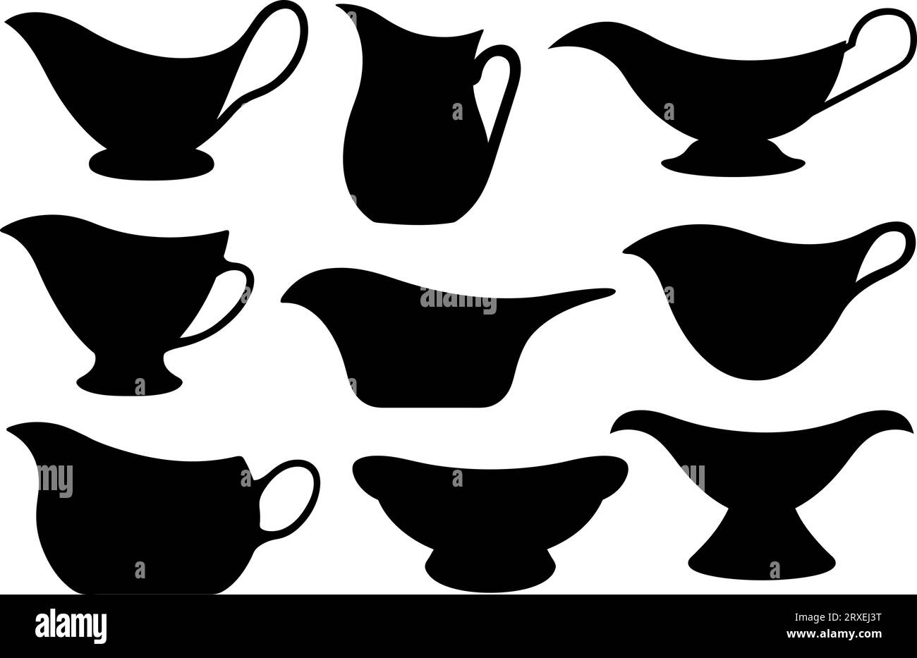 Set of different gravy sauce boats isolated on white Stock Vector Image