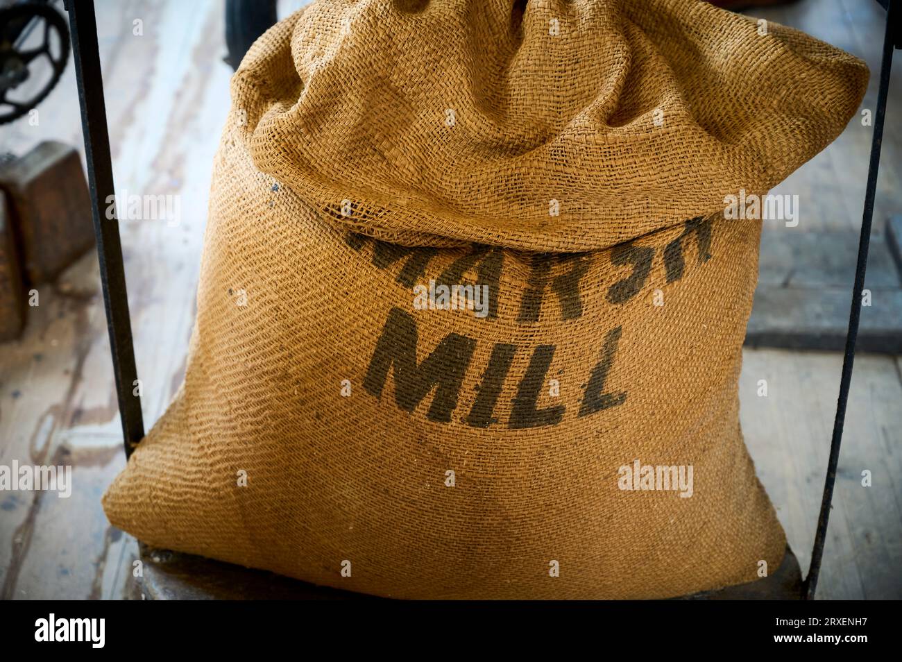 Sack of flour at Marsh Mill windmill at Thornton on the Fylde Coast