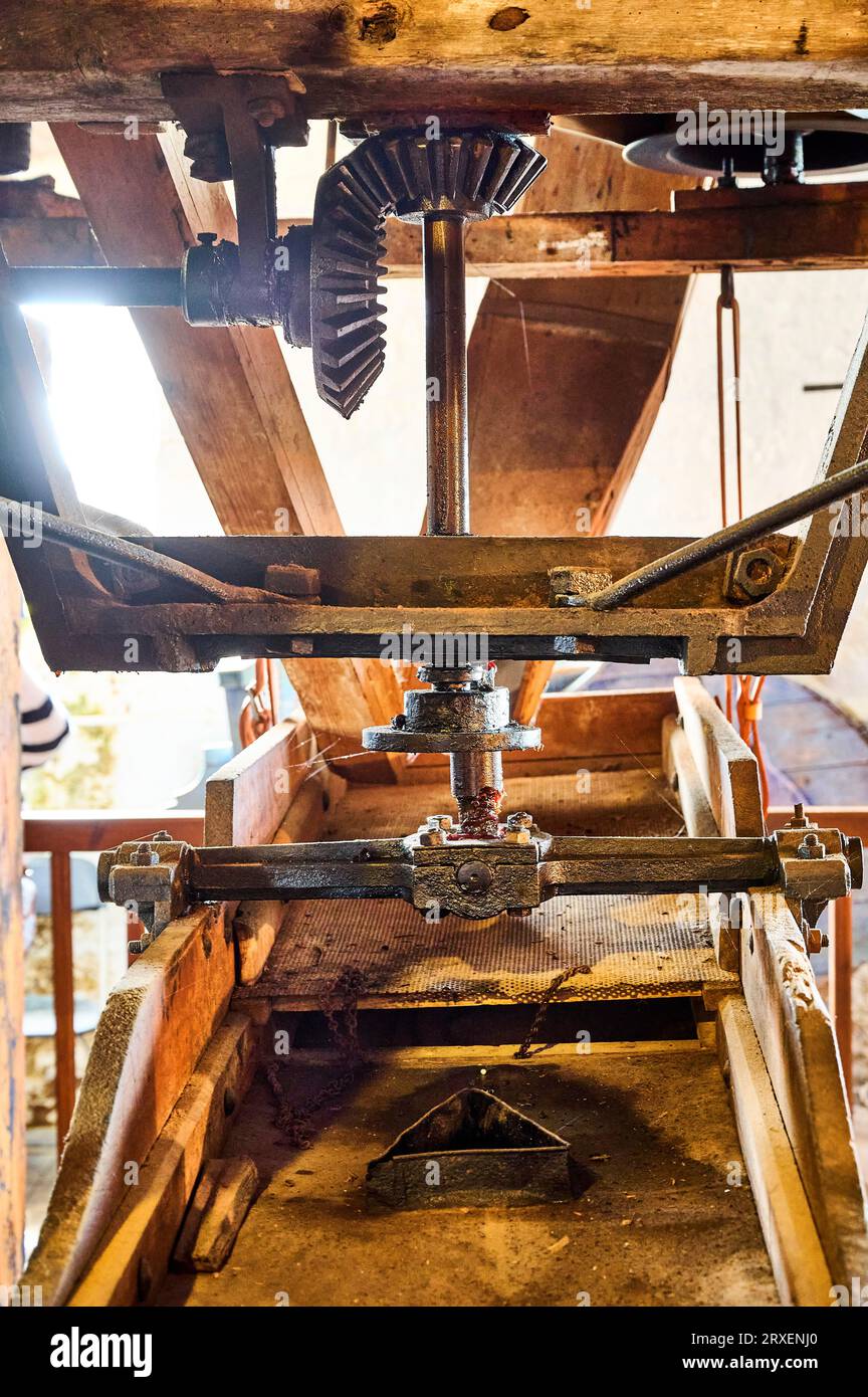 Working mechanisms of 18th century windmill Stock Photo - Alamy