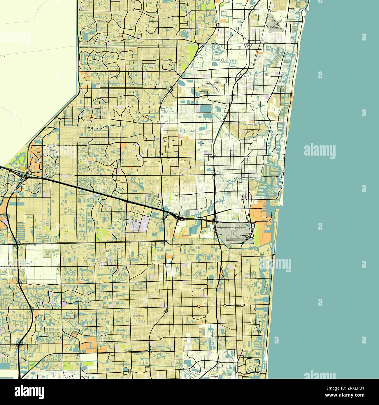 Folded Maps: Miami, Fort Lauderdale, and West Palm Beach Regional Map