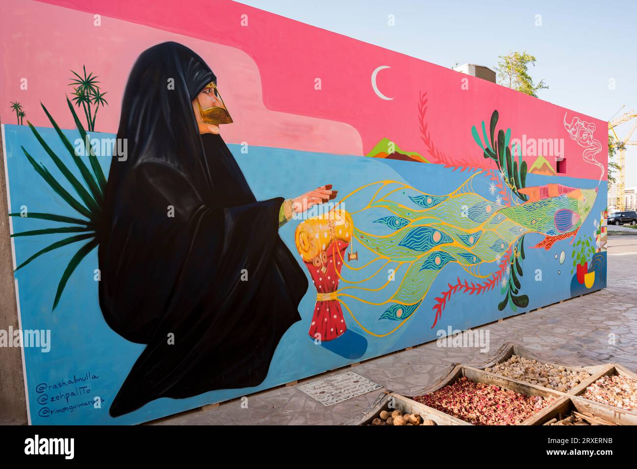 Dubai, United Arab Emirates, April 21st, 2017. Colourful wall paint in