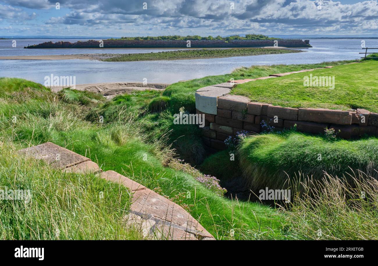 Harbour remains at Port Carlisle on the Solway Firth, Port Carlisle, Cumbria Stock Photo