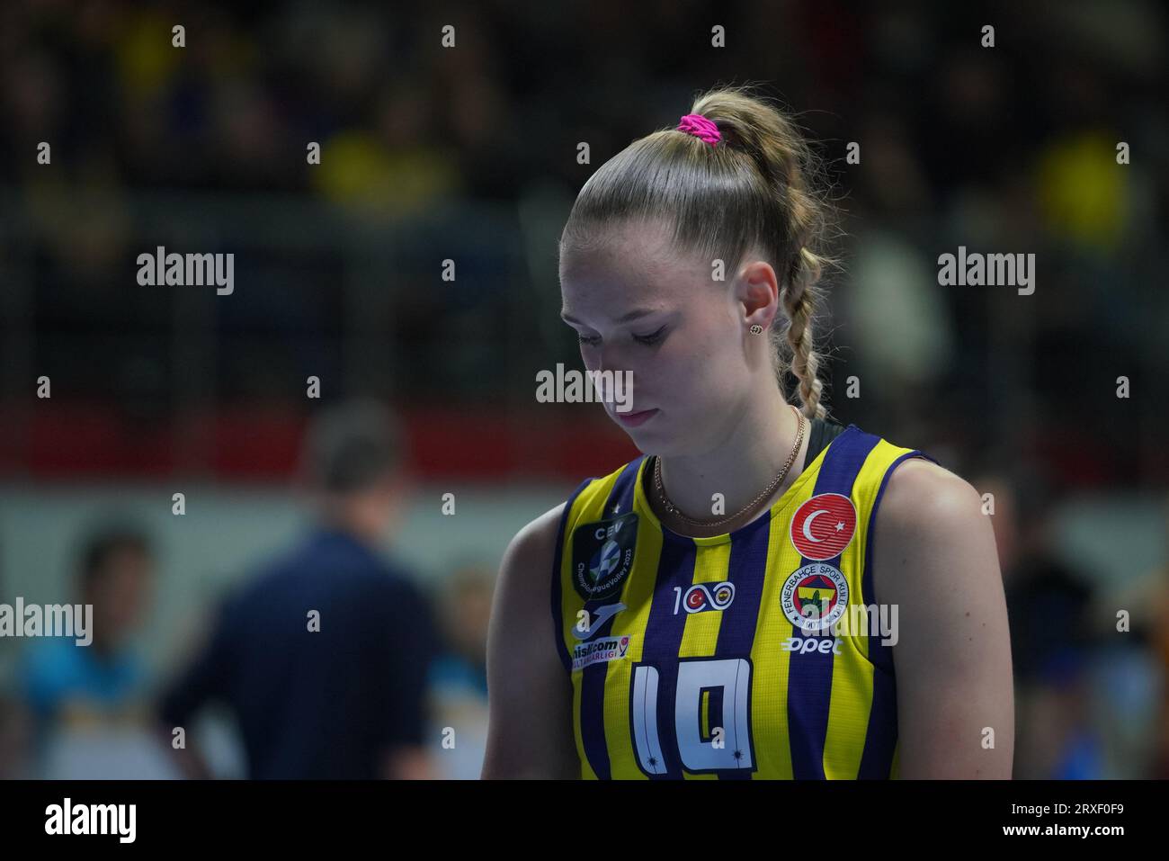 ISTANBUL, TURKIYE - MARCH 11, 2023: Arina Fedorovtseva in Fenerbahce Opet vs Galatasaray HDI Sigorta Turkish Sultans League match in Burhan Felek Spor Stock Photo