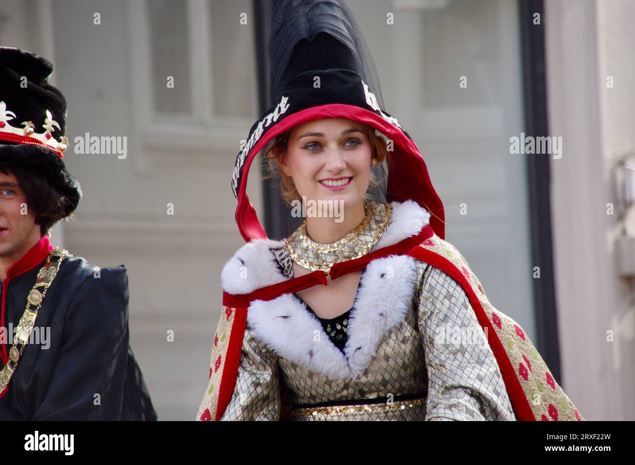 Individual character in The Procession of the Golden Tree Pageant, held every 5 years since 1958. Bruges, Belgium. Stock Photo